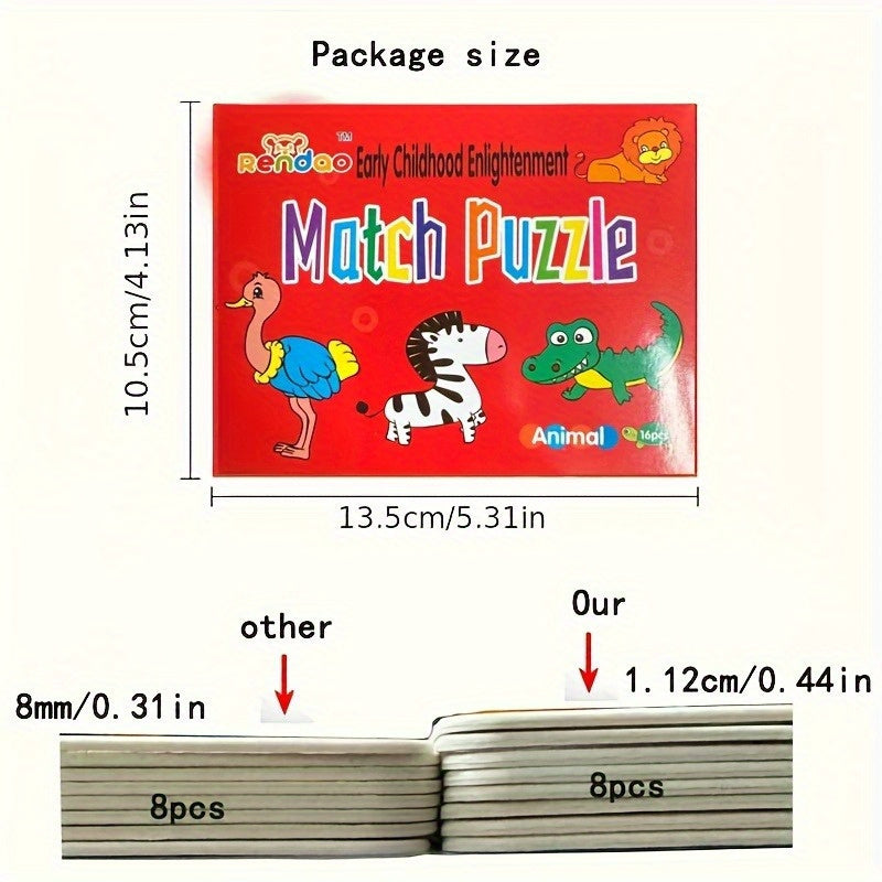Frendorf | Bildungs-Puzzle-Set für Kinder – 16 Teile mit lustigen Bildern von Berufen, Fahrzeugen und Gemüse
