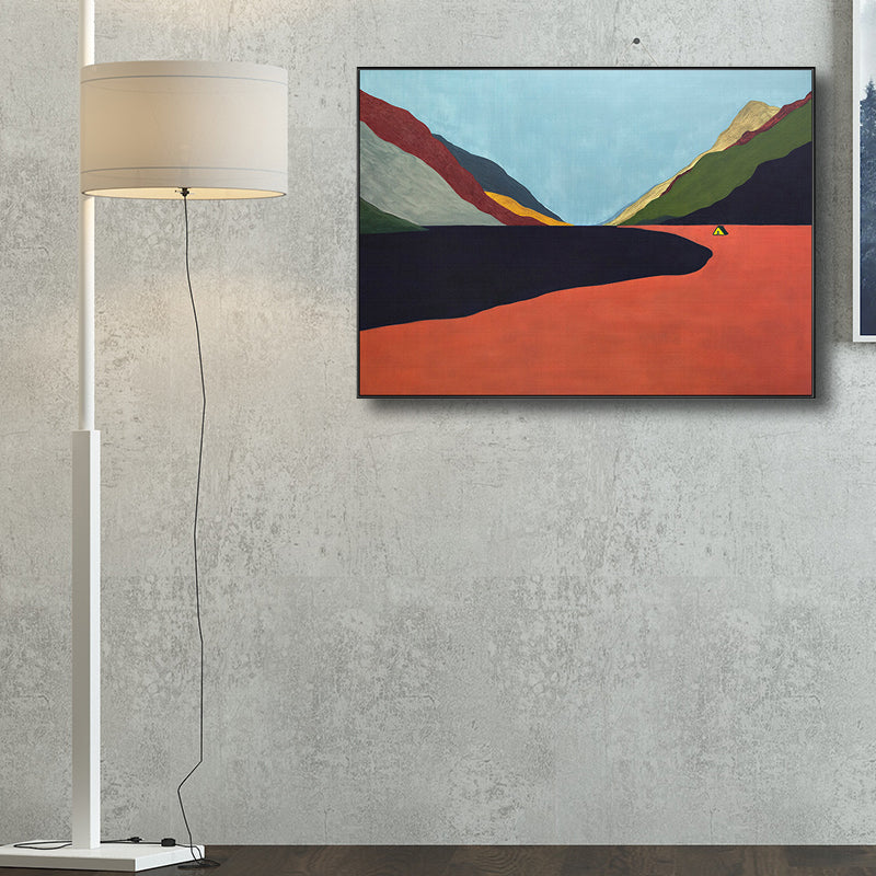 Frendorf | Berg Landschaft Leinwand in Pastellfarbe Modern Stil Wandkunst Dekoration für Esszimmer