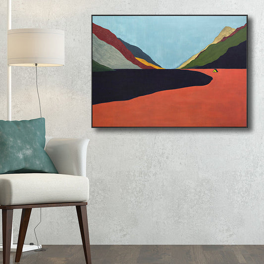 Frendorf | Berg Landschaft Leinwand in Pastellfarbe Modern Stil Wandkunst Dekoration für Esszimmer