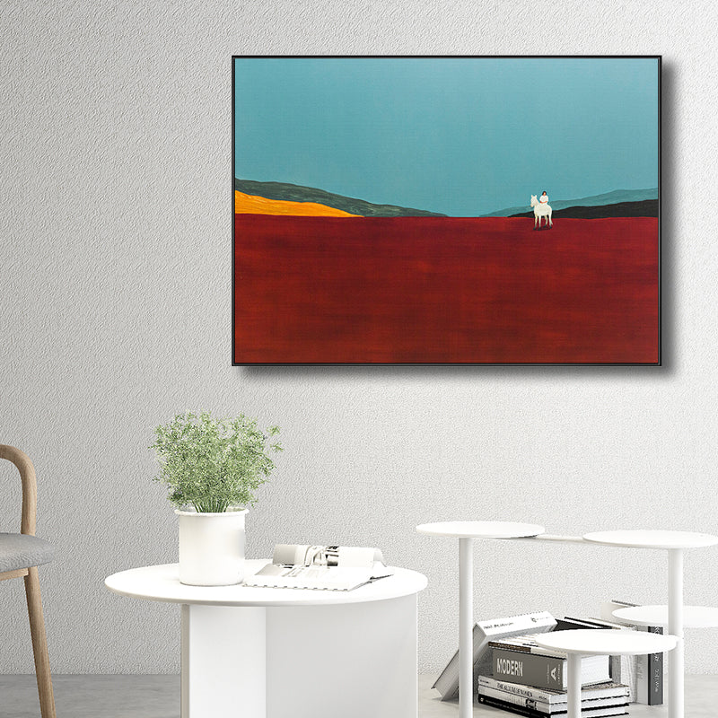 Frendorf | Berg Landschaft Leinwand in Pastellfarbe Modern Stil Wandkunst Dekoration für Esszimmer