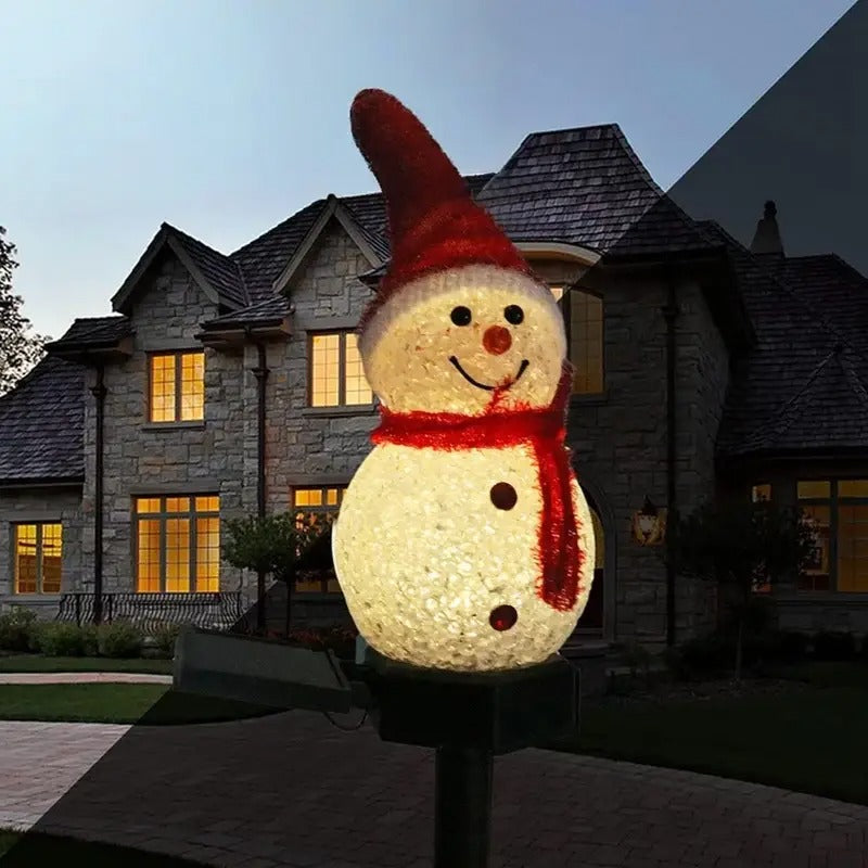 Sonnenenergie Schneemann Lichterketten Pflöcke | Außen Weihnachten Garten Dekoration für Wege, Rasen & Terrasse - PowSnow