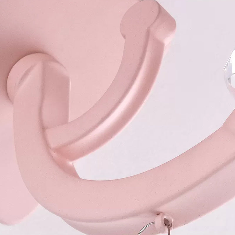 Frendorf | Stofffaltete Kegelleuchte mit klarem Kristall für das Mädchenzimmer Kinder Wandleuchte in pinker Ausführung