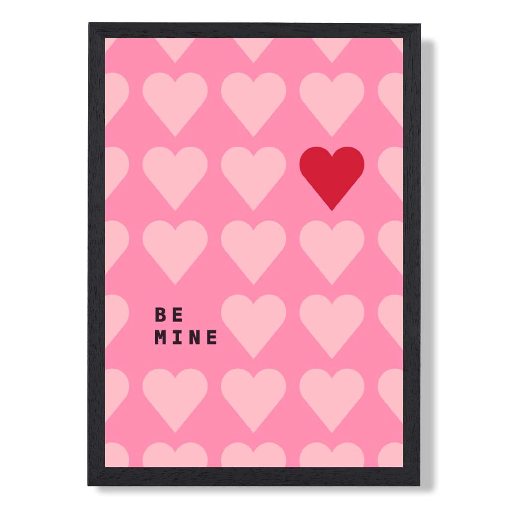 Be Mine Herzen Rahmen Kunstdruck