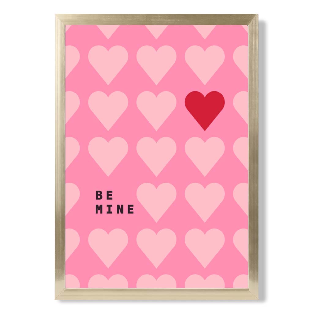 Be Mine Herzen Rahmen Kunstdruck