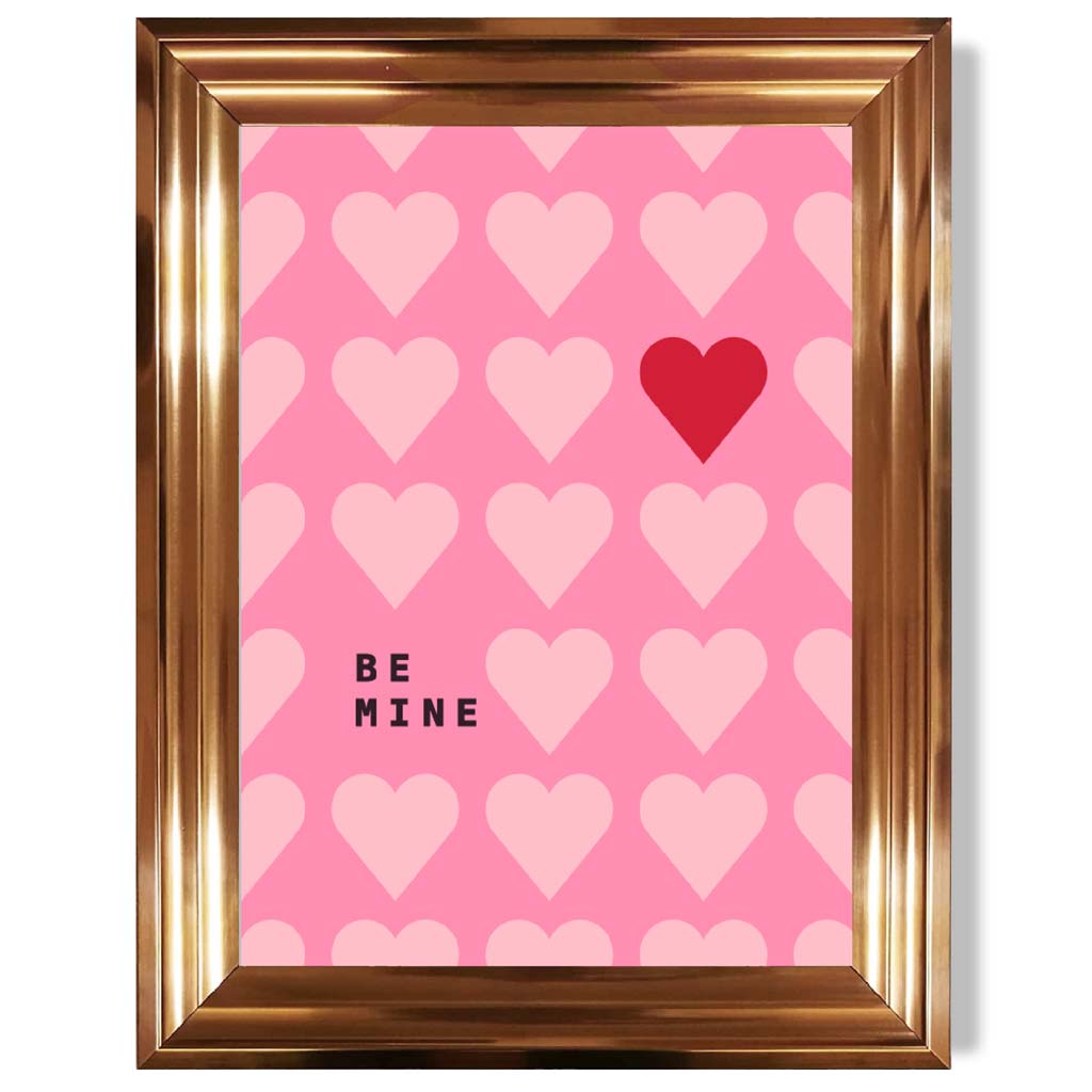 Be Mine Herzen Rahmen Kunstdruck
