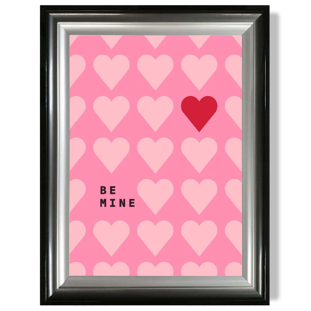 Be Mine Herzen Rahmen Kunstdruck