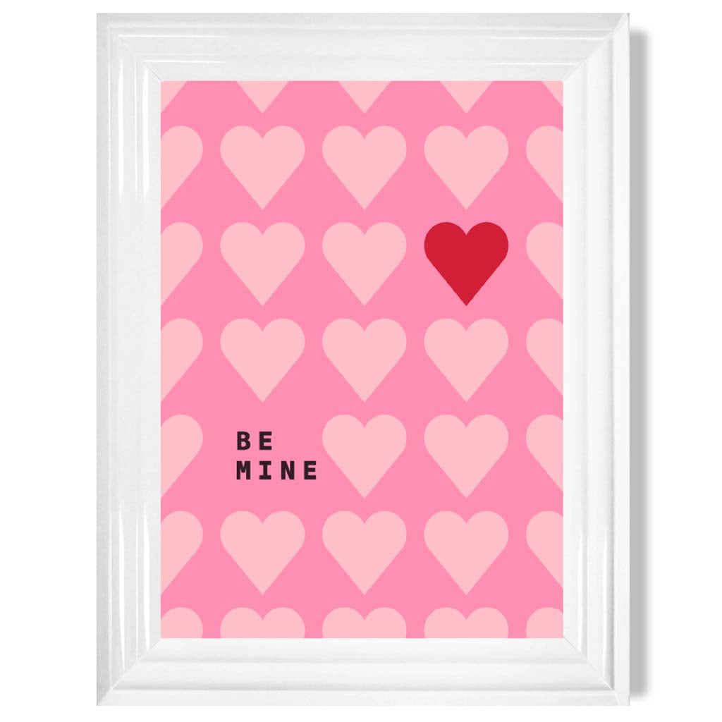 Be Mine Herzen Rahmen Kunstdruck