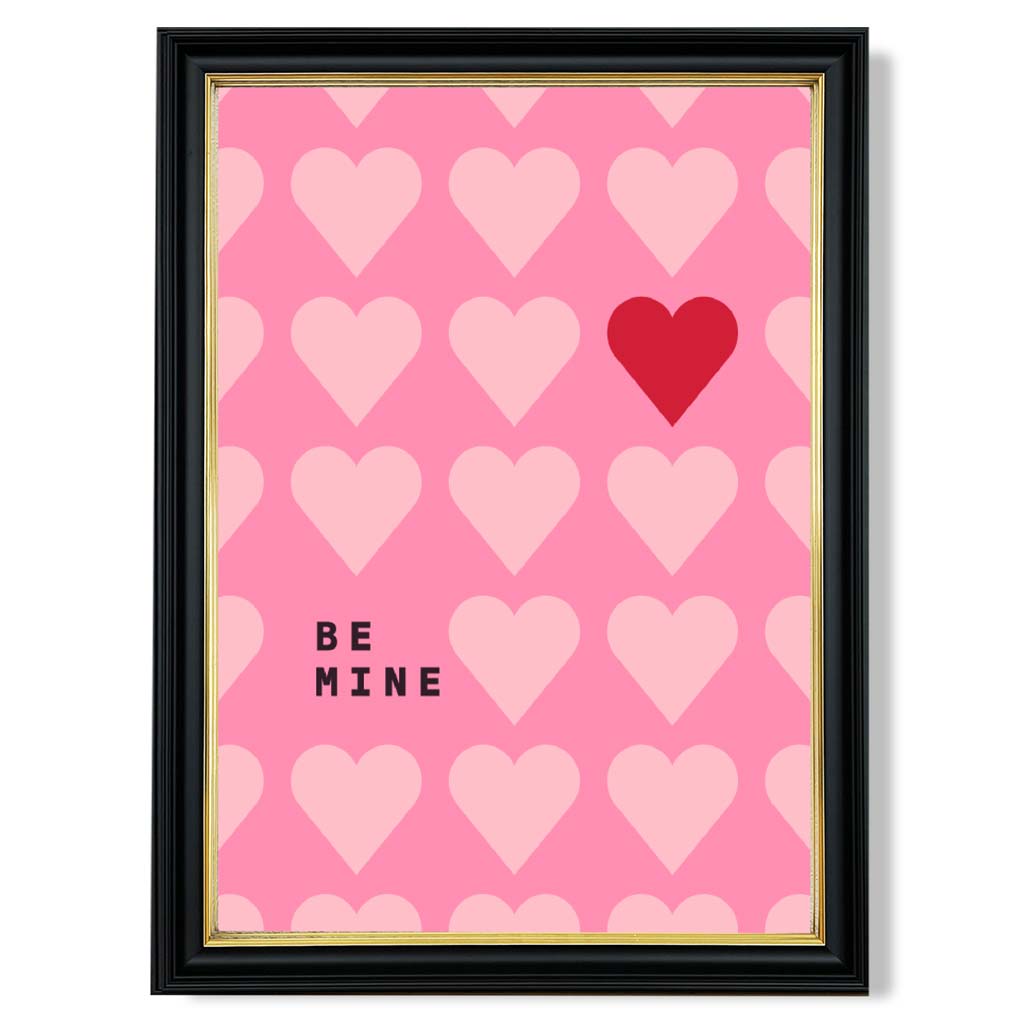 Be Mine Herzen Rahmen Kunstdruck