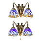 Frendorf | Blauwe Glazen Libelle Wandlamp Tiffany 2 Koppen Messing Wandlamp met/zonder Trekketting
