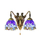 Frendorf | Blauwe Glazen Libelle Wandlamp Tiffany 2 Koppen Messing Wandlamp met/zonder Trekketting