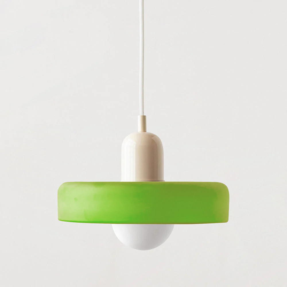 Frendorf |  Pendelleuchte aus farbigem Glas | Elegante Hängeleuchte im Bauhaus-Stil | Designlampe für Wohnzimmer & Esszimmer