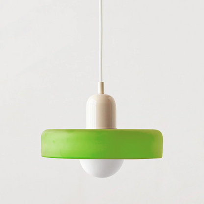 Frendorf |  Pendelleuchte aus farbigem Glas | Elegante Hängeleuchte im Bauhaus-Stil | Designlampe für Wohnzimmer & Esszimmer