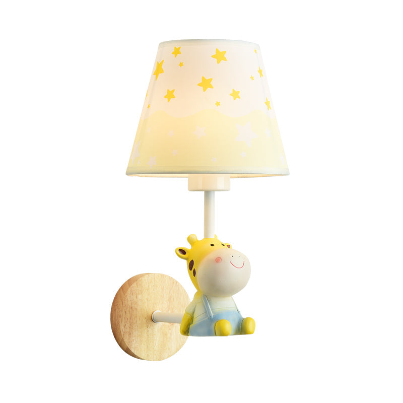 Frendorf | Moderne Wandlampe Reduzierter Schatten Einzel Licht Holz Wandlampe mit Tier für Teen