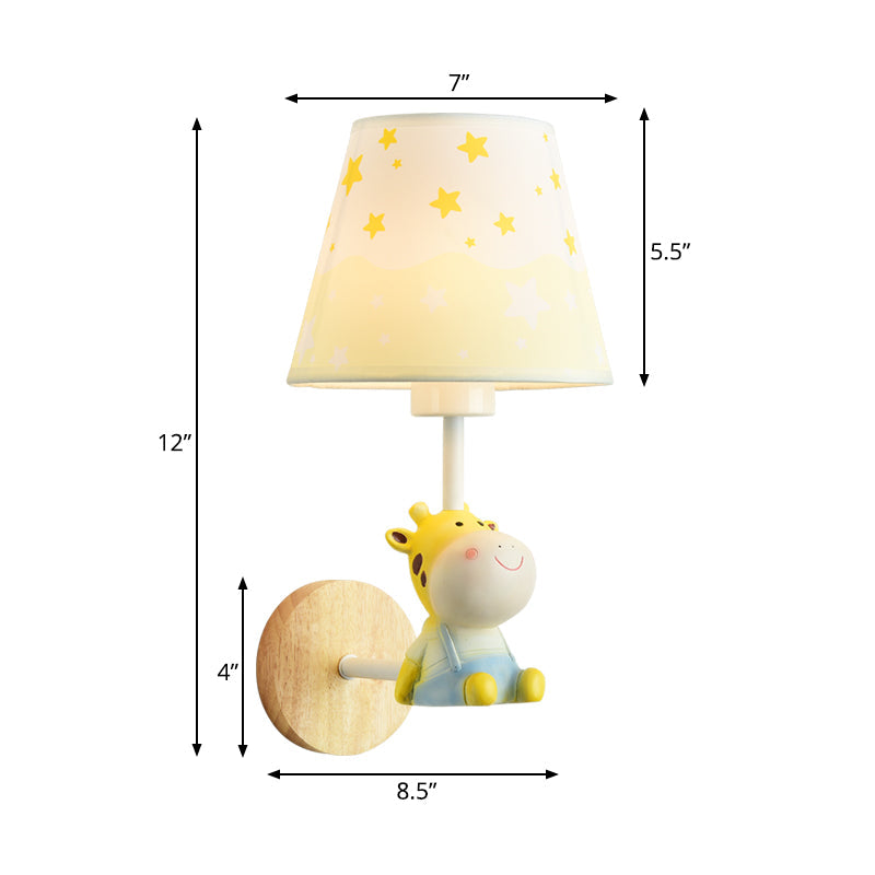 Frendorf | Moderne Wandlampe Reduzierter Schatten Einzel Licht Holz Wandlampe mit Tier für Teen