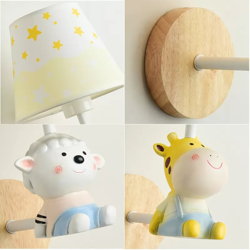 Frendorf | Moderne Wandlampe Reduzierter Schatten Einzel Licht Holz Wandlampe mit Tier für Teen