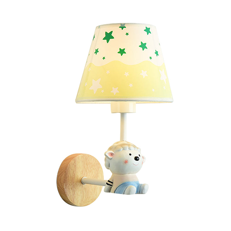 Frendorf | Moderne Wandlampe Reduzierter Schatten Einzel Licht Holz Wandlampe mit Tier für Teen