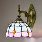 Frendorf | Buntglas-Dom-Wandlichtarmatur mit farbenfrohem Perlen-Tiffany 1 Kopf Wandleuchte in Pink/Orange/Grün/Blau