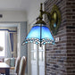 Frendorf | Tiffany Pyramide Wandlamp Gestraald Glas 1 Licht Wandverlichting in Groen/Blauw/Geel voor Slaapkamer