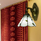 Frendorf | Glas in lood blad wandmontage licht lodge loft 1 licht wandverlichting in wit voor slaapkamer