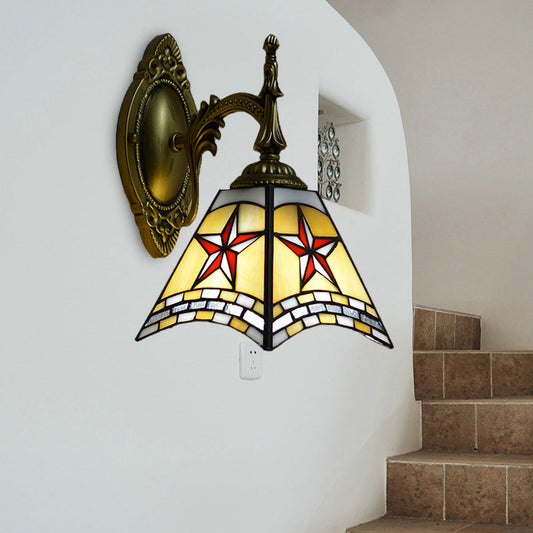 Frendorf | 1 Lichtster Wandverlichting Gevoegd Glas Handgemaakt Missie Wandlamp voor Gang