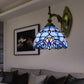 Frendorf | Viktorianische Wandlampe mit Schüsselshade, Glas mit Flecken, 1 Kopf, Wandbeleuchtung in Blau für das Wohnzimmer