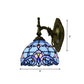 Frendorf | Viktorianische Wandlampe mit Schüsselshade, Glas mit Flecken, 1 Kopf, Wandbeleuchtung in Blau für das Wohnzimmer
