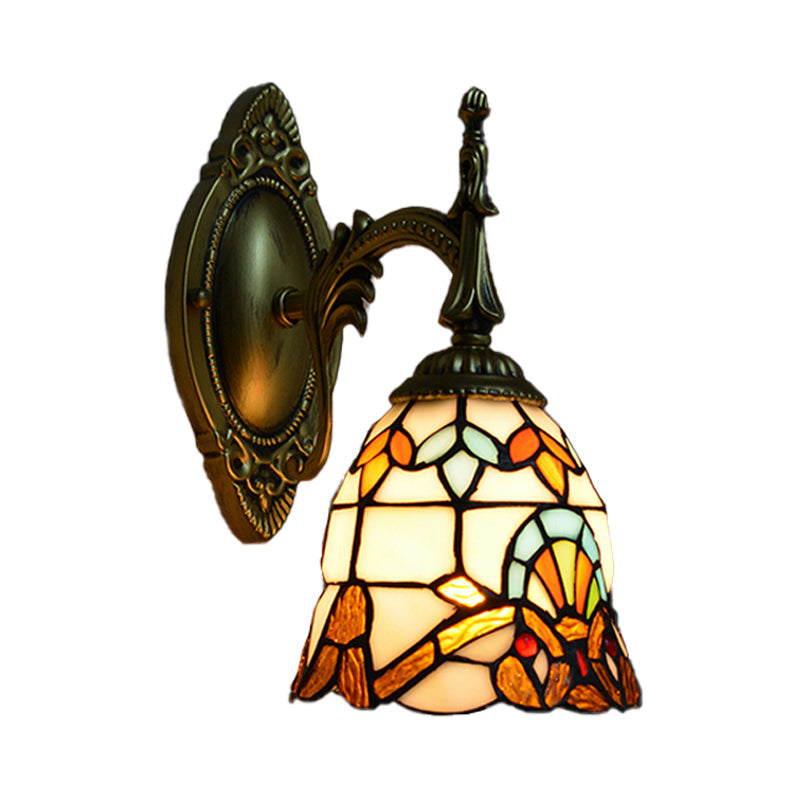 Frendorf | Glas-in-lood Bell Wandlamp Barokstijl 1 Licht Wandarmatuur voor Bedside