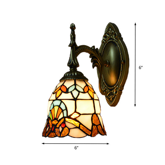 Frendorf | Glas-in-lood Bell Wandlamp Barokstijl 1 Licht Wandarmatuur voor Bedside