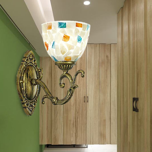 Frendorf | Wandmontage Licht met Komshade Tiffanystijl 1 Licht Wandverlichting in Oud Messing
