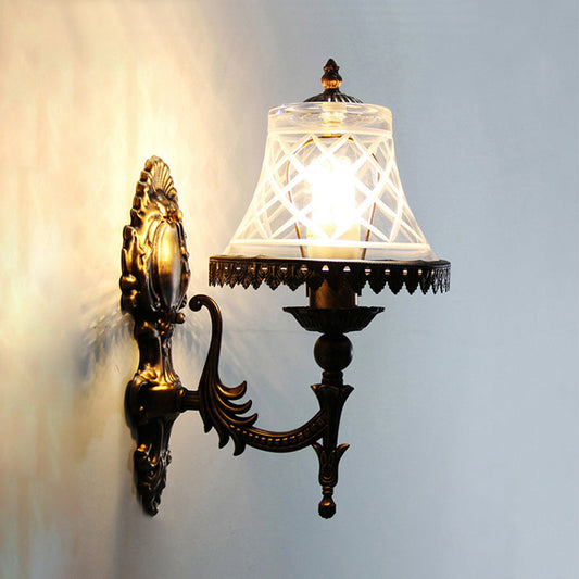 Frendorf | Traditionele Bell Wandverlichting Helder Glas 1 Licht Sconces Licht voor Eetkamer