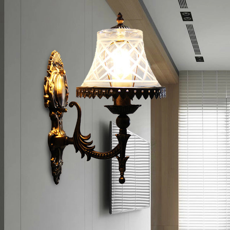 Frendorf | Traditionele Bell Wandverlichting Helder Glas 1 Licht Sconces Licht voor Eetkamer
