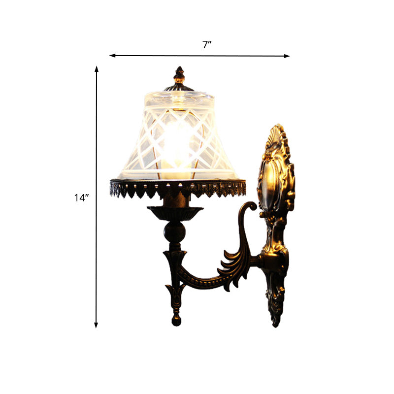 Frendorf | Traditionele Bell Wandverlichting Helder Glas 1 Licht Sconces Licht voor Eetkamer