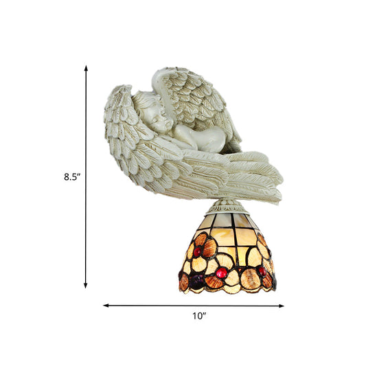 Frendorf | Shell Floral Wandlamp met Slapende Engel naar Rechts/Links Rustiek Loft 1 Hoofd Wandverlichting voor Woonkamer