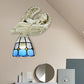 Frendorf | Glas-in-lood Koepel Wandverlichting met Hars Engel Loft Tiffany 1 Lichtsconcelamp in Wit/Helder