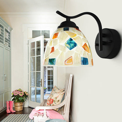 Frendorf | Weiße Schalen-Wandleuchte Tiffany 1 Kopf Multicolor Glas Wandlampe