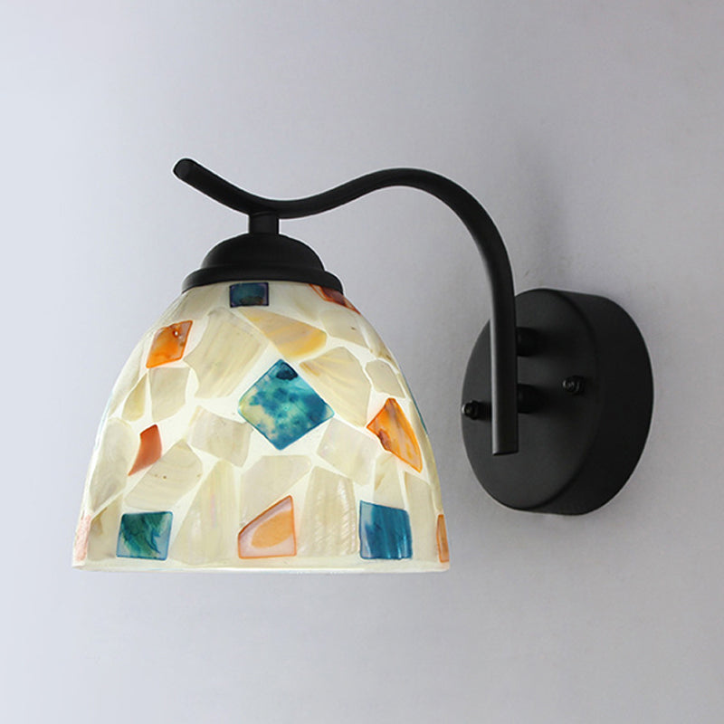 Frendorf | Weiße Schalen-Wandleuchte Tiffany 1 Kopf Multicolor Glas Wandlampe