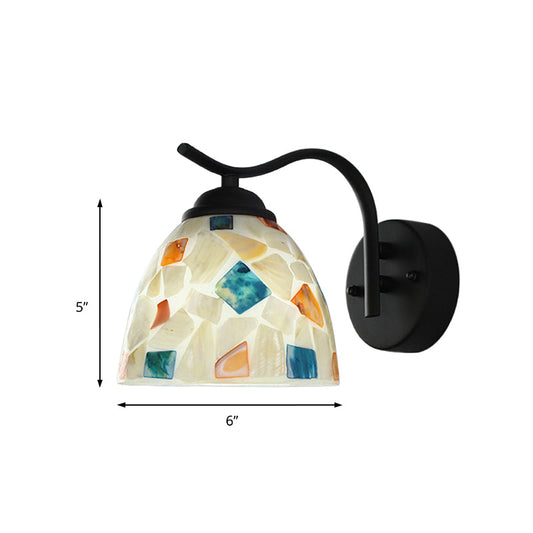 Frendorf | Weiße Schalen-Wandleuchte Tiffany 1 Kopf Multicolor Glas Wandlampe