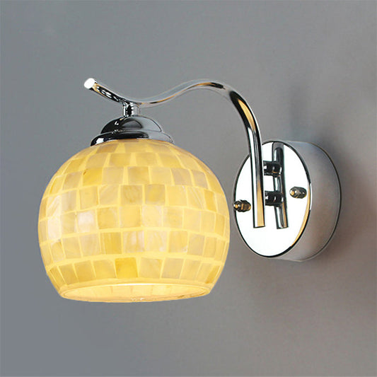 Frendorf | 1 Kopf Flur Wandleuchte Tiffany Beige/Beige-Rot Wandlicht mit Globus-Schalen-Schirm