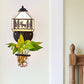 Frendorf | Glas in Lood Huis Wandmontage Licht Tiffany 1 Kop Helder/Beige Wandlamp met Plant Decoratie