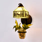 Frendorf | Glas in Lood Huis Wandmontage Licht Tiffany 1 Kop Helder/Beige Wandlamp met Plant Decoratie
