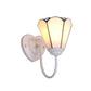 Frendorf | Glas-in-lood lelie wandlamp Tiffany 1 hoofd wit/blauw/antiek brass wandverlichting voor gang
