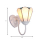 Frendorf | Glas-in-lood lelie wandlamp Tiffany 1 hoofd wit/blauw/antiek brass wandverlichting voor gang