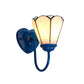 Frendorf | Glas-in-lood lelie wandlamp Tiffany 1 hoofd wit/blauw/antiek brass wandverlichting voor gang