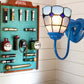Frendorf | 1 Kopf Badezimmer Wandleuchte Tiffany Blau/Weiß/Antik Messing Wandmontierte Leuchte mit Kuppel-Dimple-Glas-Schirm