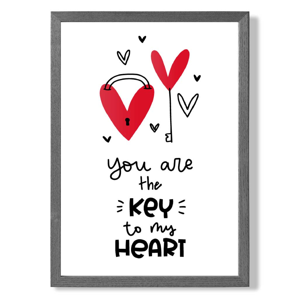 Key to my Heart Gerahter Kunstdruck