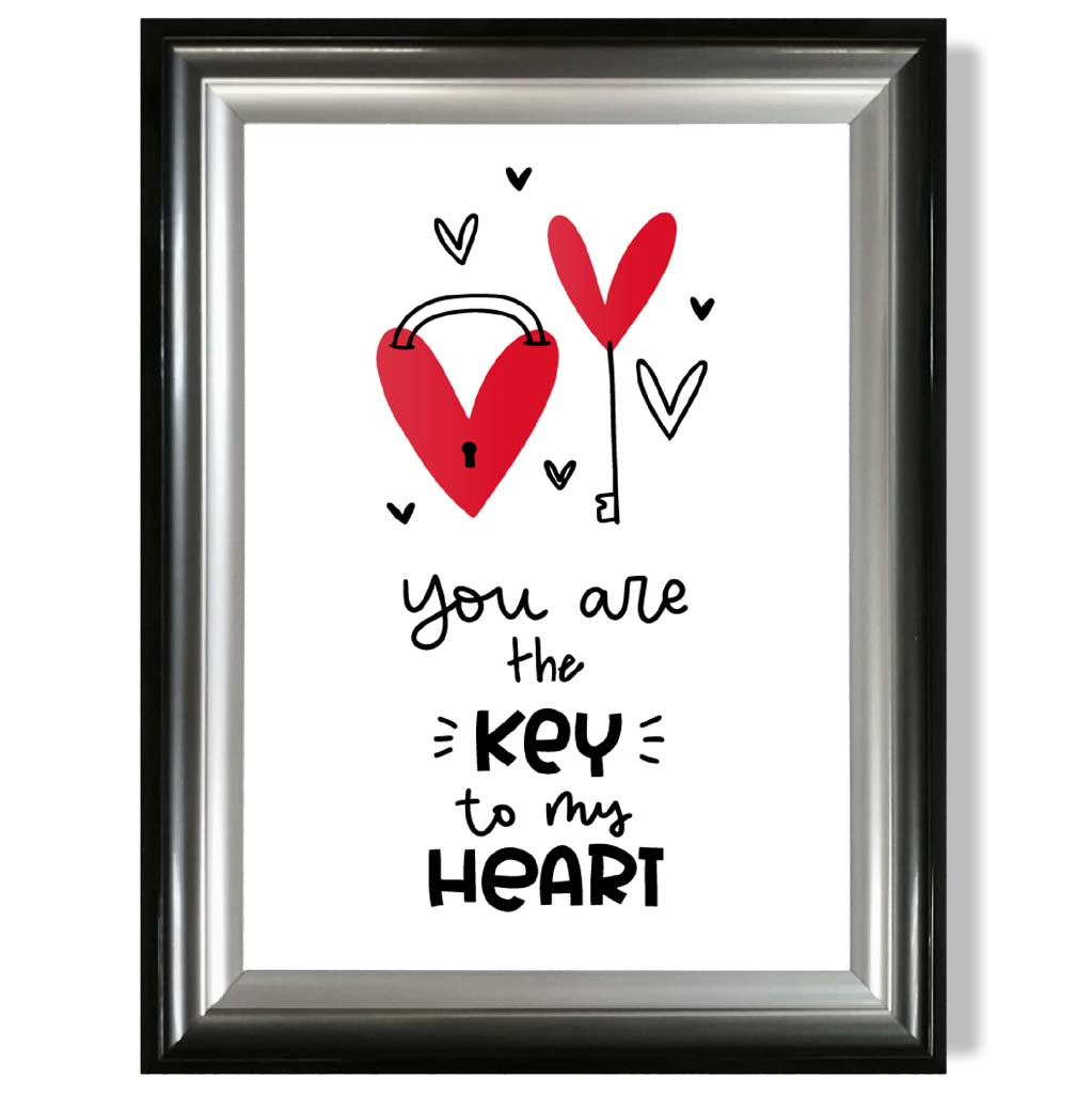 Key to my Heart Gerahter Kunstdruck