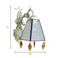 Frendorf | Geometrische Wandlamp Tiffany-Stil Buntglas 1 Licht Wandlamp Armatur mit Blattanhänger in Bernstein/Grün/Klar