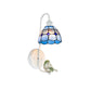 Frendorf | 1 Kopf Schlafzimmer Wandlicht Mediterran Blau-Weiß/Beige/Blaue-Klar Wandleuchte mit Kegel/Dome Buntglasschirm