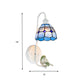 Frendorf | 1 Kopf Schlafzimmer Wandlicht Mediterran Blau-Weiß/Beige/Blaue-Klar Wandleuchte mit Kegel/Dome Buntglasschirm