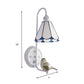 Frendorf | 1 Kopf Schlafzimmer Wandlicht Mediterran Blau-Weiß/Beige/Blaue-Klar Wandleuchte mit Kegel/Dome Buntglasschirm